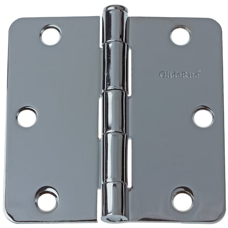 Gliderite Hardware 3-1/2 in. Polished Chrome Door Hinge with 1/4 in. Corner Radius - 3514-PC, 50PK 3514-PC-50
